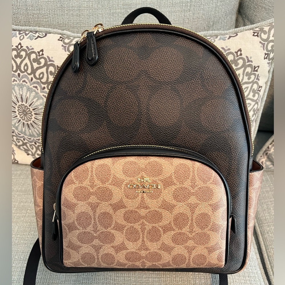 NWOT Coach Signature Brown and Tan Backpack